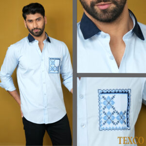 Sky Blue with Navy Collar